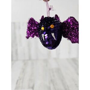 Pier 1 bat Halloween ornament rare sequin purple glitter tree unique decor